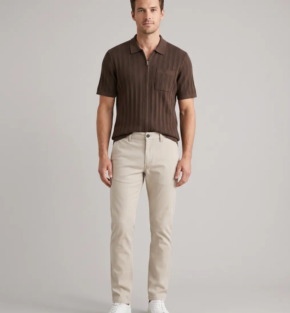 REMERA ABERCROMBIE CIERRE COMPLETO MARRON