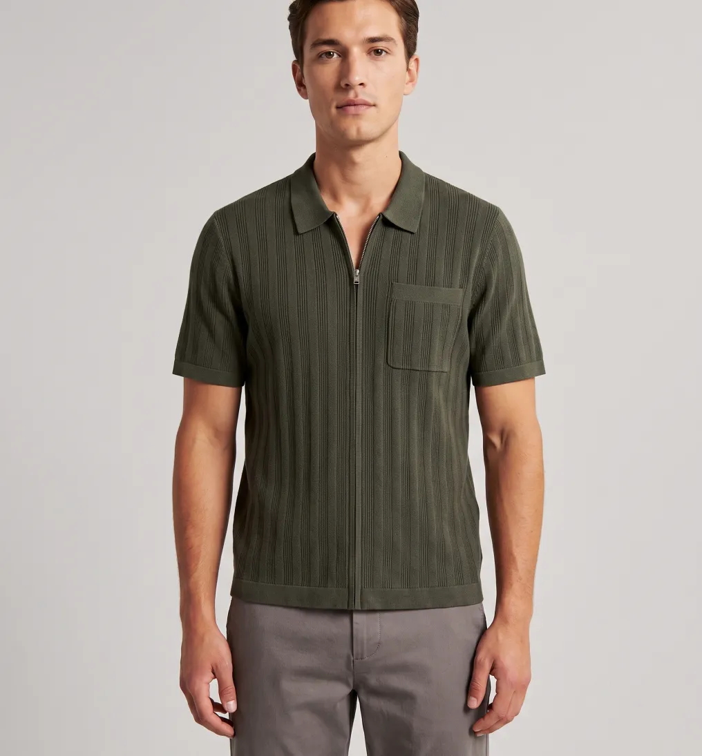 REMERA ABERCROMBIE CIERRE COMPLETO VERDE