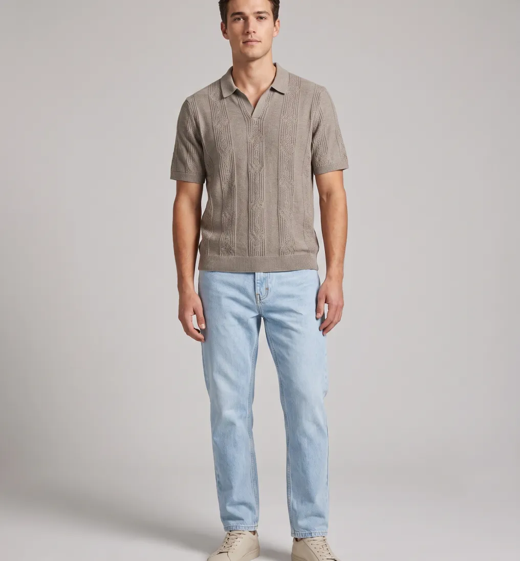 REMERA ABERCROMBIE JOHNNY COLLAR KAKHI