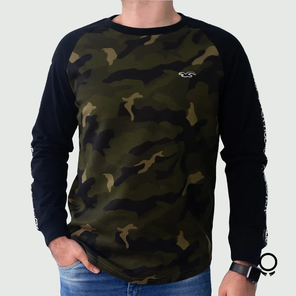 REMERA HOLLISTER MANGAS LARGAS VERDE CAMO