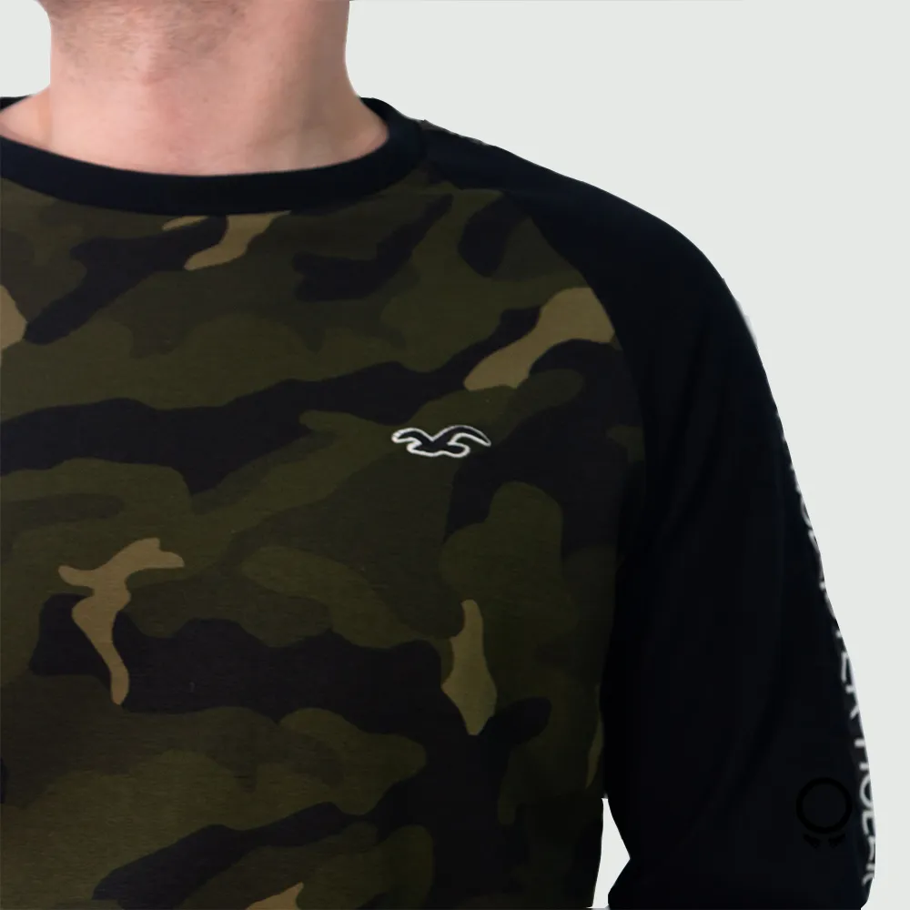 REMERA HOLLISTER MANGAS LARGAS VERDE CAMO