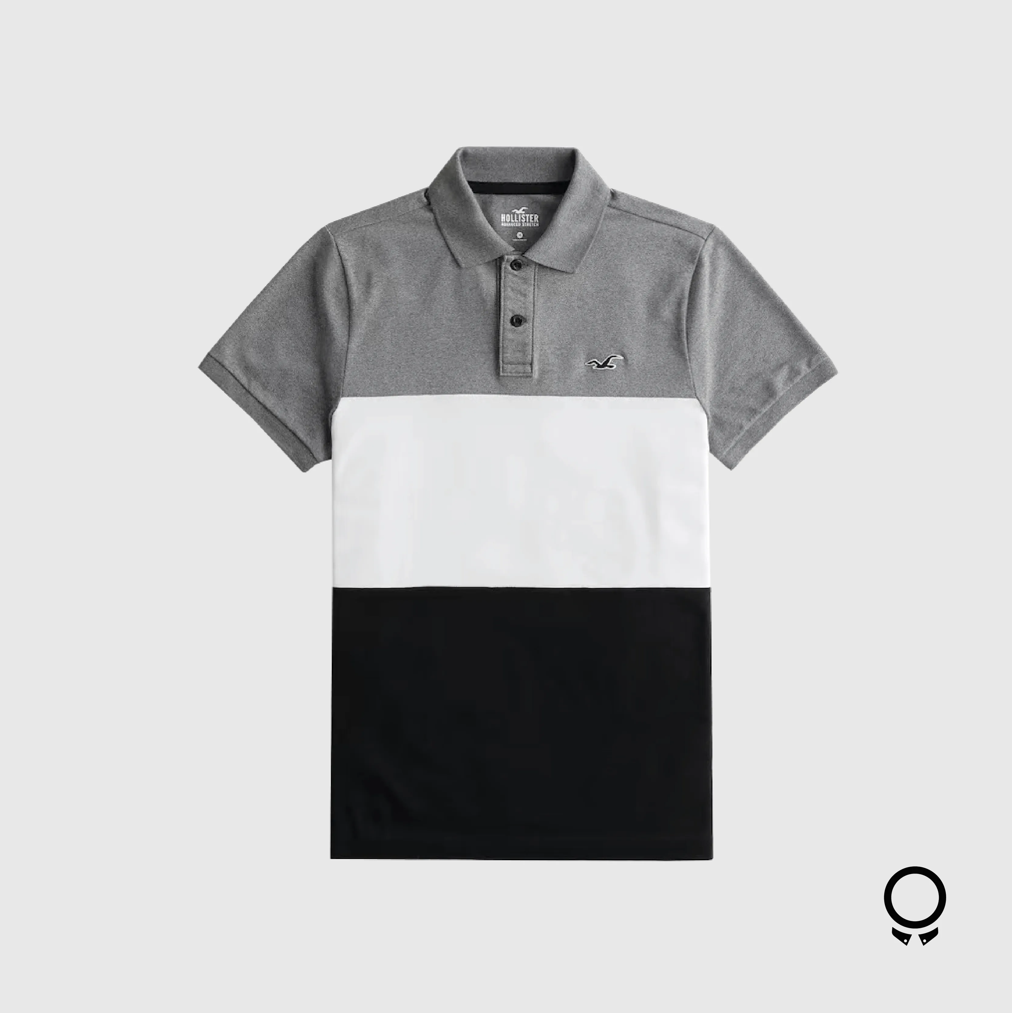 REMERA HOLLISTER POLO RAYAS GRISES