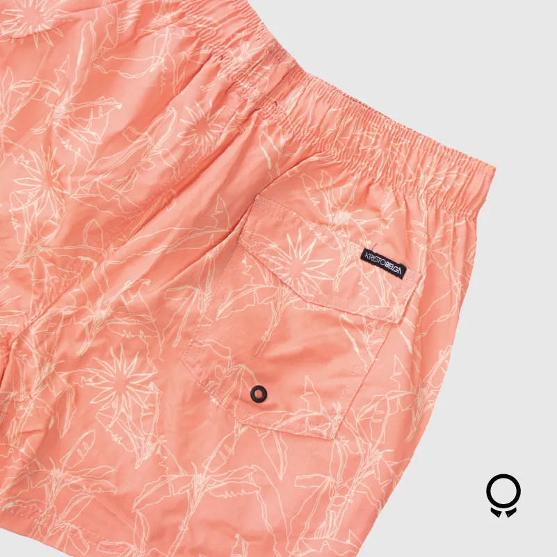 SHORT DE BAÑO KRISTOBELGA LUGO CORAL CON PALMERAS