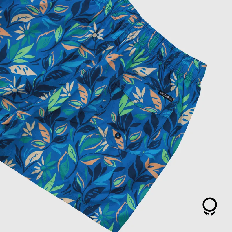 SHORT DE BAÑO KRISTOBELGA TOLEDO AZUL HOJAS