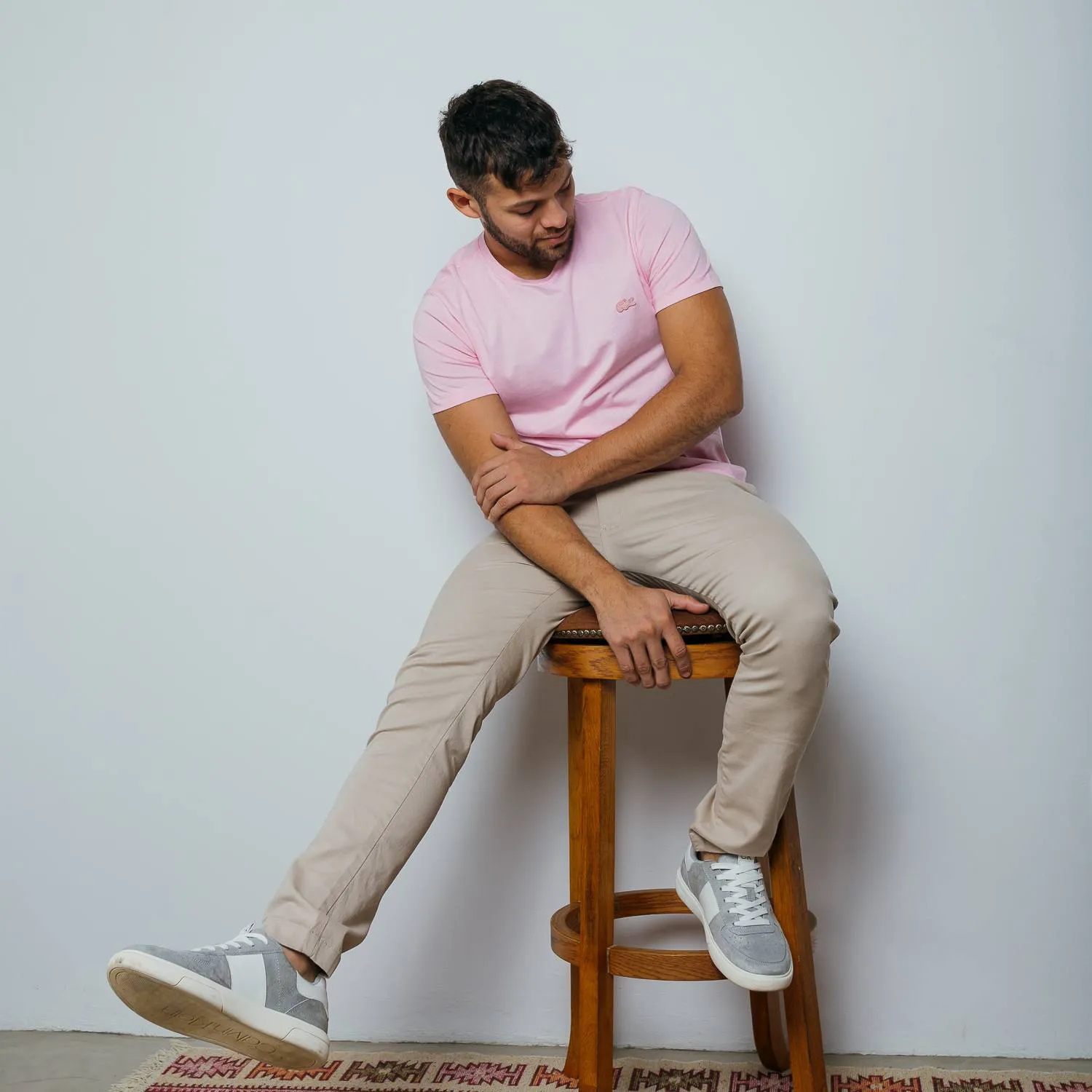 REMERA LACOSTE ROSADA LOGO AL TONO