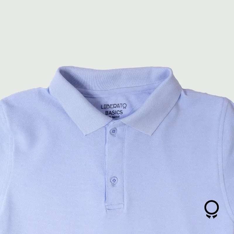 REMERA LIBERATO BASICS CUELLO POLO CELESTE
