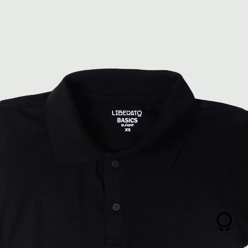 REMERA LIBERATO BASICS CUELLO POLO NEGRA