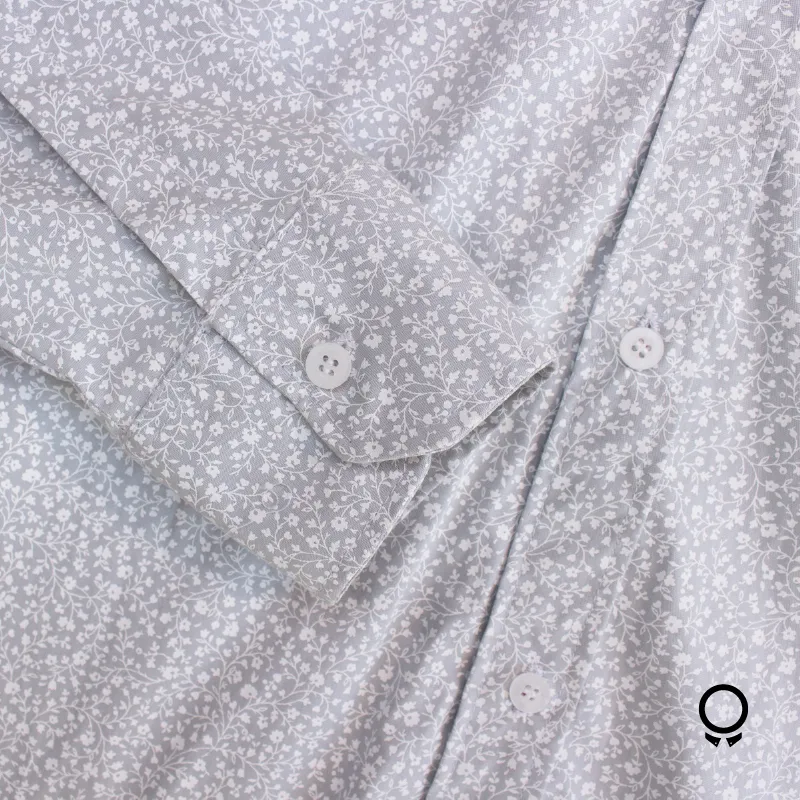 CAMISA LIBERATO BASICS MANGAS LARGAS GRIS FLORES BLANCAS
