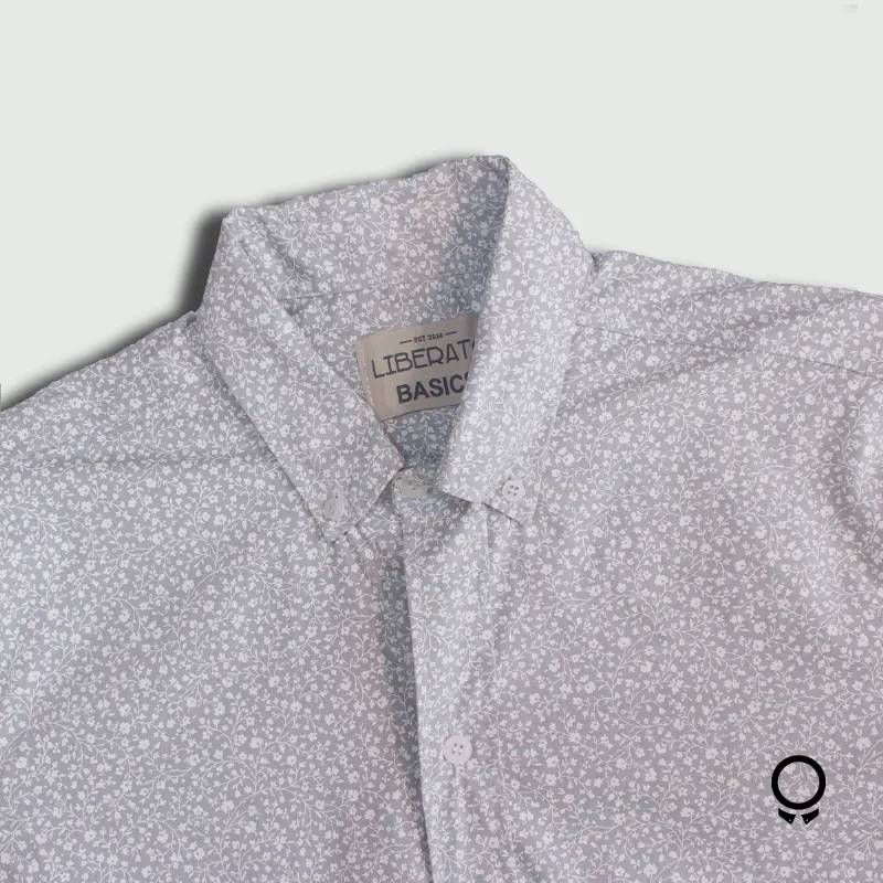 CAMISA LIBERATO BASICS MANGAS LARGAS GRIS FLORES BLANCAS