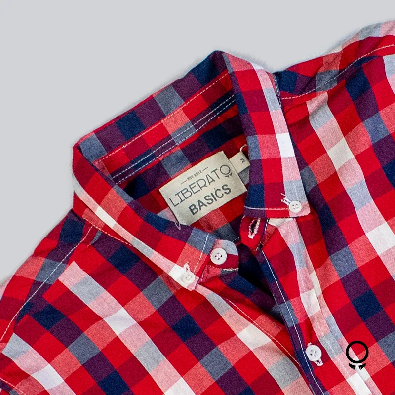 CAMISA LIBERATO BASICS MANGAS LARGAS CUADROS ROJOS Y AZULES