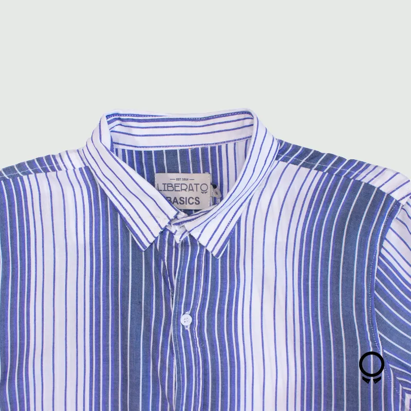 CAMISA LIBERATO BASICS MANGAS CORTAS RAYAS BLANCAS Y AZULES