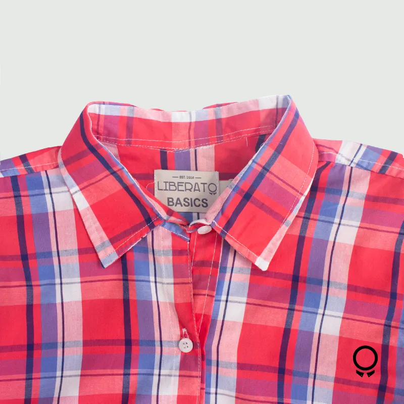 CAMISA LIBERATO BASICS MANGAS CORTAS CUADRO ROJO Y AZULES