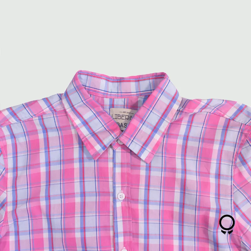 CAMISA LIBERATO BASICS MANGAS CORTAS CUADROS ROSAS Y AZULES