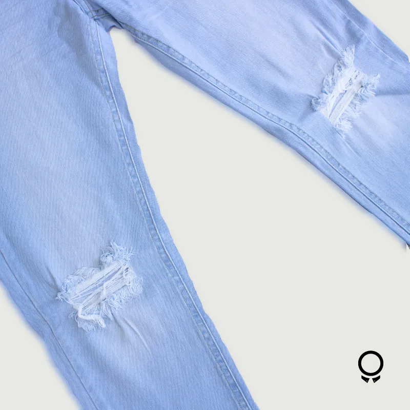 JEANS LIBERATO BASICS CELESTE CON ROTURA