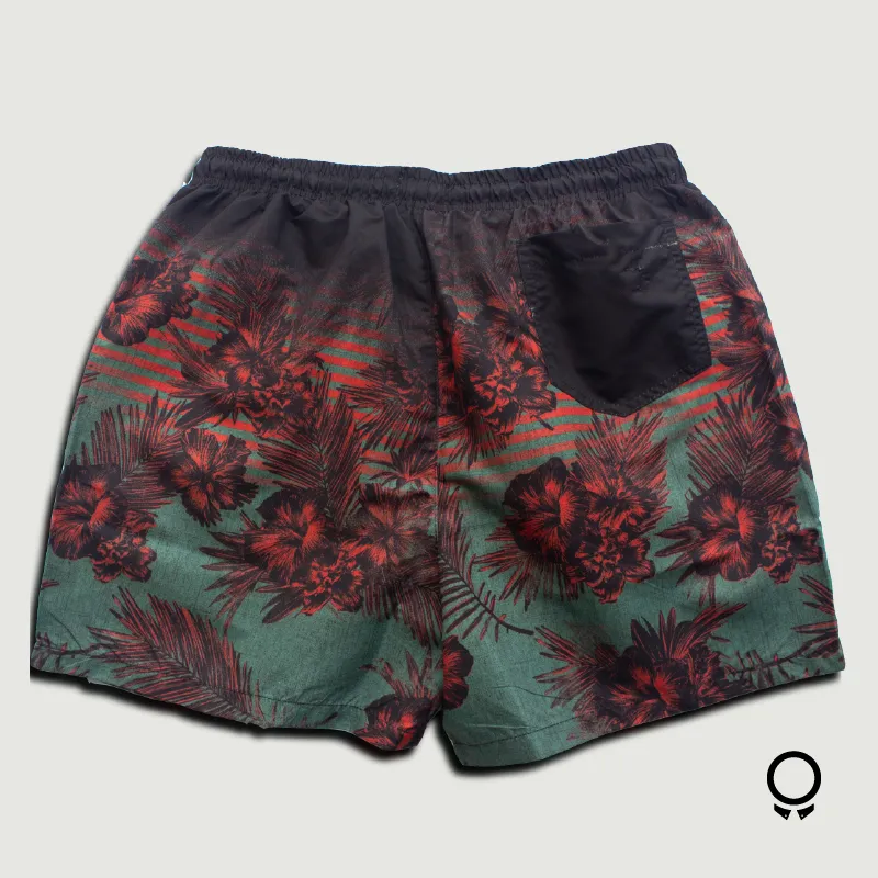 SHORT DE BAÑO ESTAMPADO FLORES NARANJA