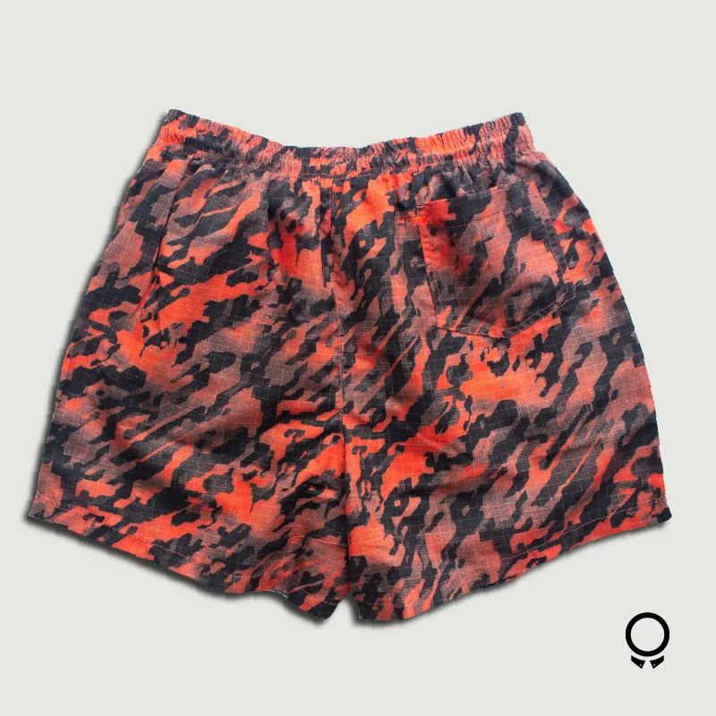 SHORT DE BAÑO LIBERATO BASICS ESTAMPADO CAMO ANARANJADO