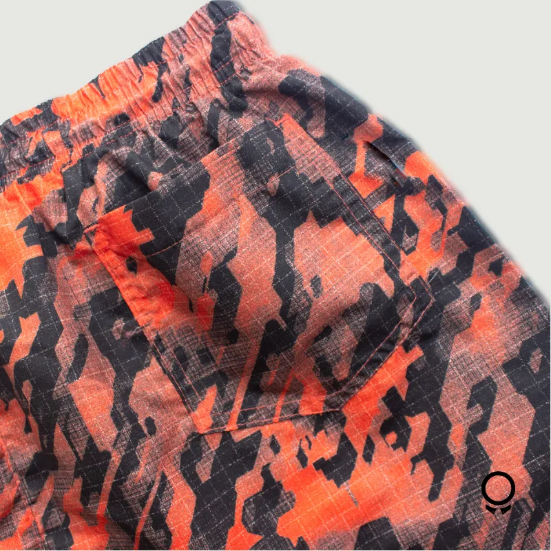 SHORT DE BAÑO LIBERATO BASICS ESTAMPADO CAMO ANARANJADO