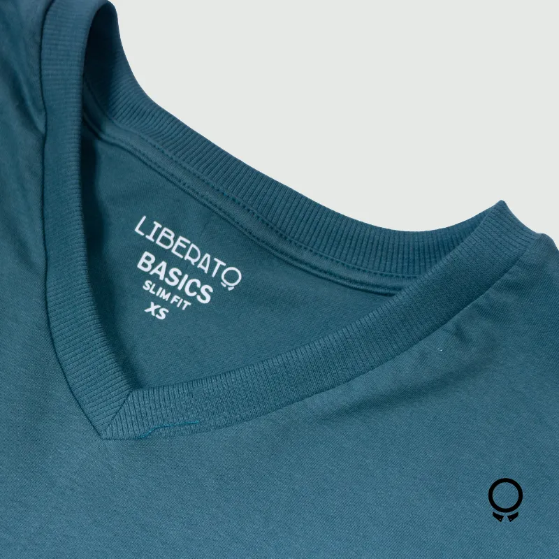 REMERA LIBERATO BASICS CUELLO V VERDE