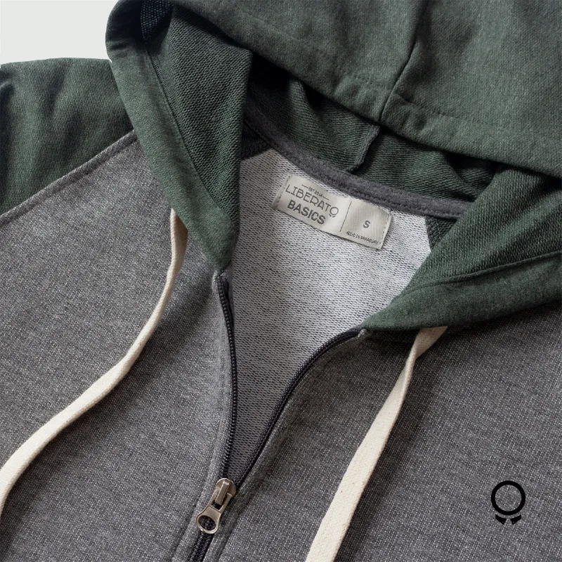 CAMPERA LIBERATO BASICS COMBINADA GRIS OSCURO