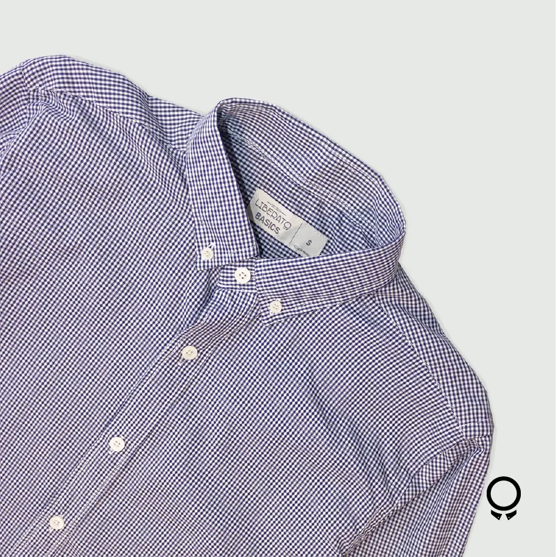 CAMISA LIBERATO BASICS CUADRITOS AZUL Y BLANCO