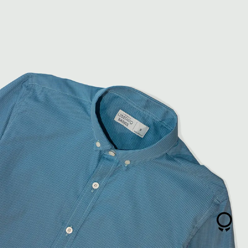 CAMISA LIBERATO BASICS CUADRITOS VERDE PETROLEO