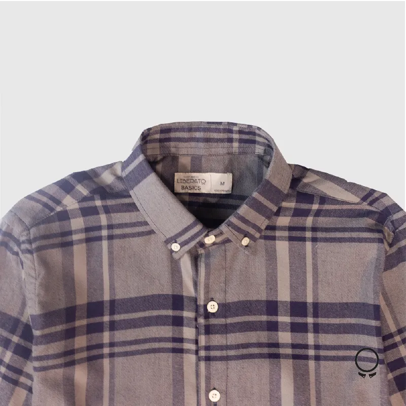 CAMISA LIBERATO BASICS MANGAS LARGAS CUADROS AZUL Y VERDE