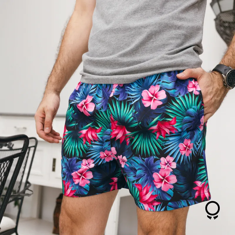 SHORT DE BAÑO LIBERATO BASICS AZUL CON FLORES