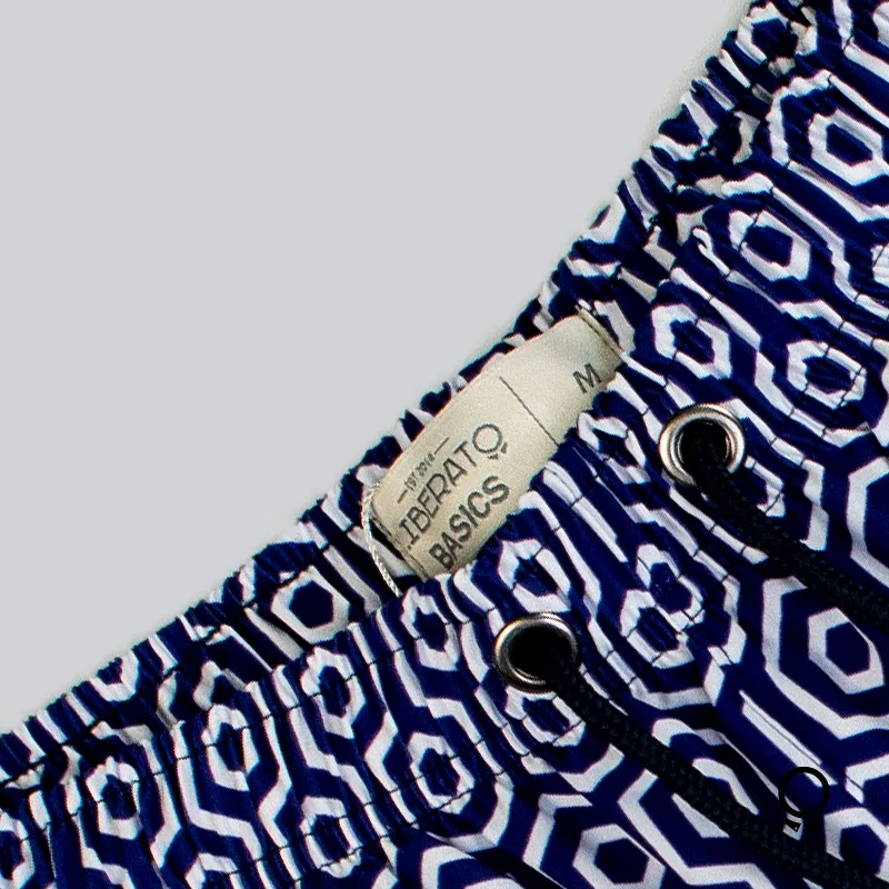 SHORT DE BAÑO LIBERATO BASICS ONDAS BLANCO Y CELESTE