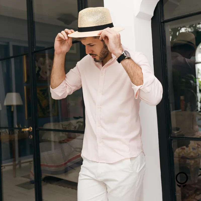 CAMISA LIBERATO BASICS CUELLO MAO M/L LINO ROSADO
