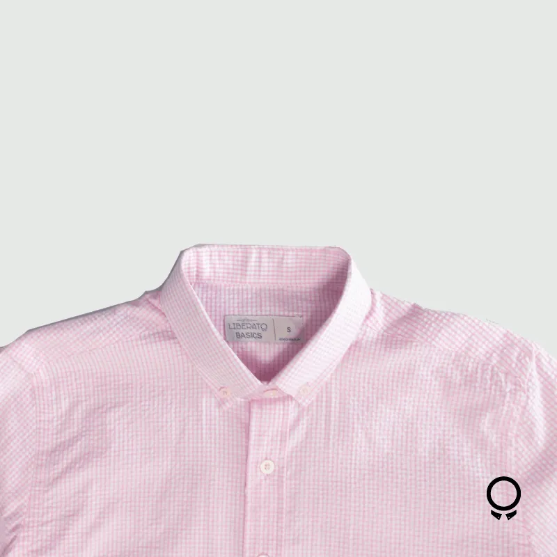 CAMISA LIBERATO BASICS M/C CUADRITOS ROSA