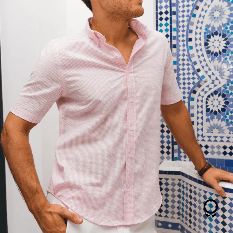 CAMISA LIBERATO BASICS M/C CUADRITOS ROSA
