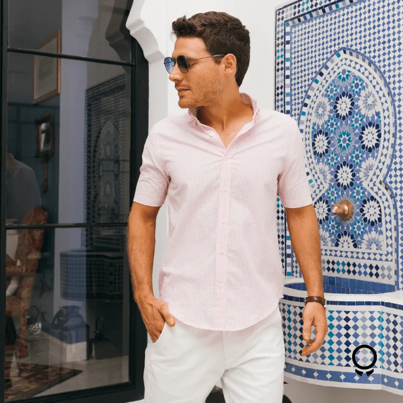 CAMISA LIBERATO BASICS M/C CUADRITOS ROSA