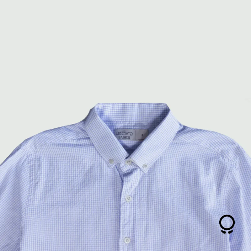 CAMISA LIBERATO BASICS M/L CUADRITOS CELESTE