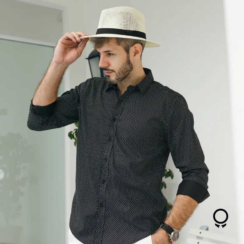 CAMISA LIBERATO BASICS M/L NEGRO MOTITAS