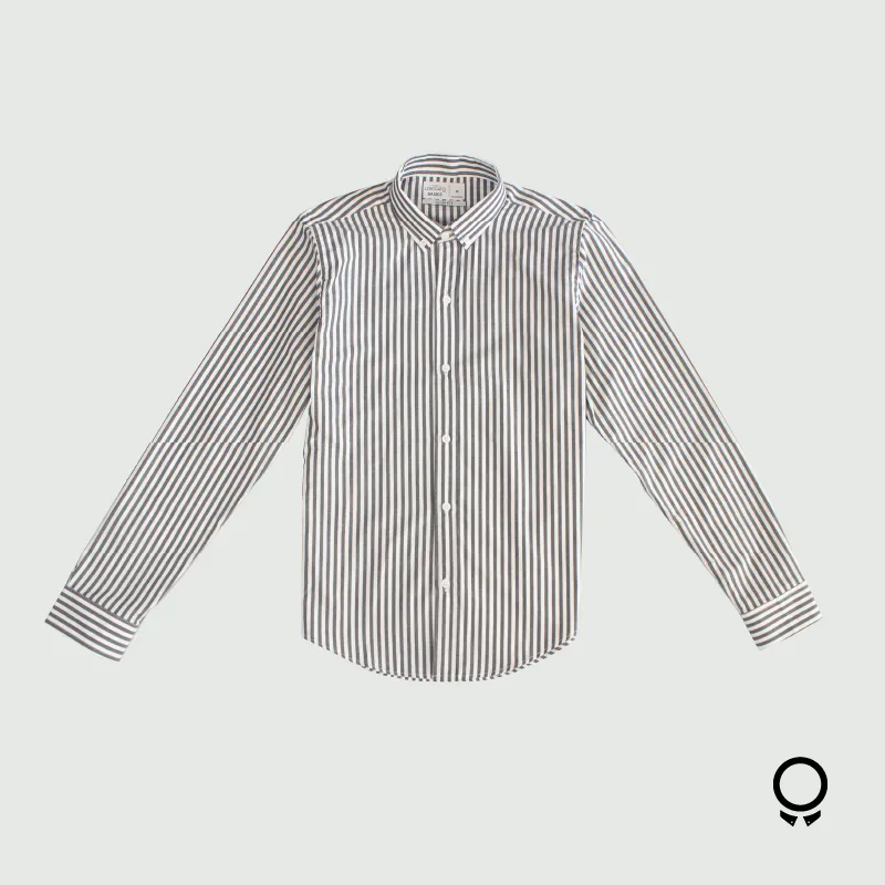 CAMISA LIBERATO BASICS M/L RAYADA GRIS CON BLANCO