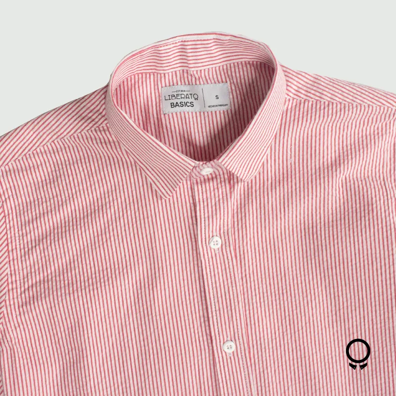 CAMISA LIBERATO BASICS M/C RAYADA ROJO CON BLANCO