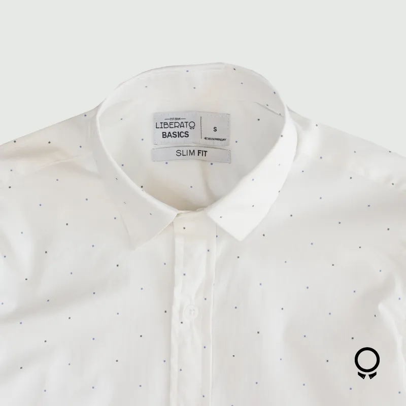 CAMISA LIBERATO BASICS M/L BLANCA CON PUNTITOS