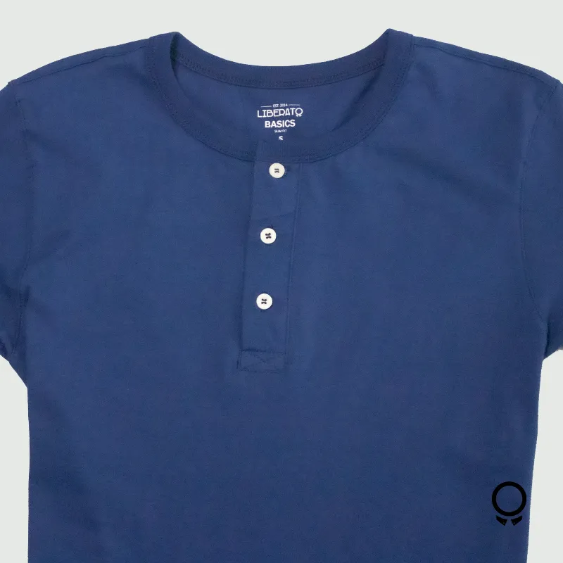 REMERA LIBERATO BASICS HENLEY AZUL MARINO
