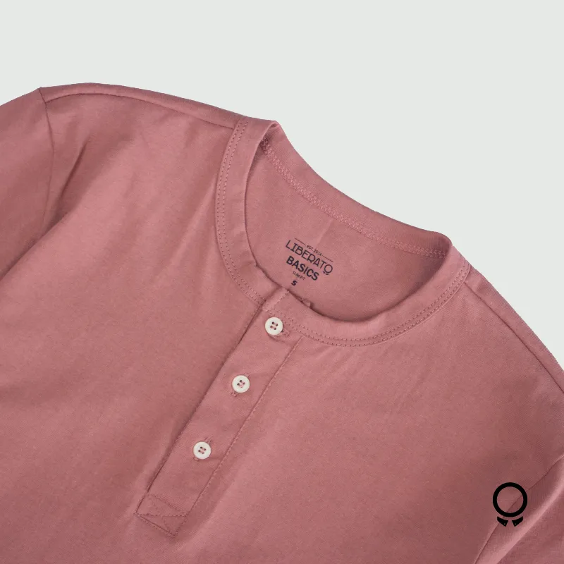 REMERA LIBERATO BASICS HENLEY ROSADO OSCURO
