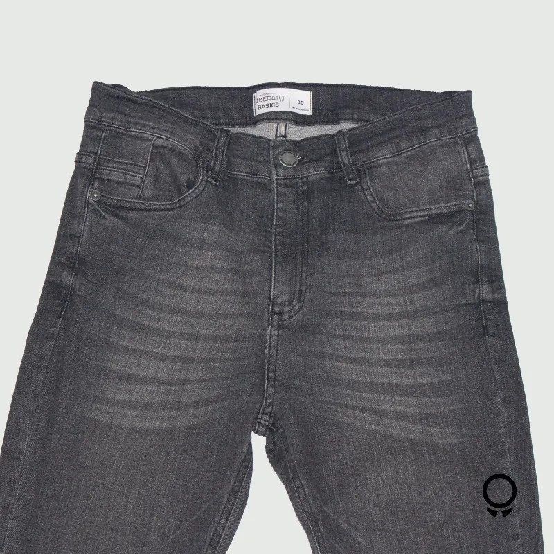 JEANS LIBERATO BASICS NEGRO CON ROTURA