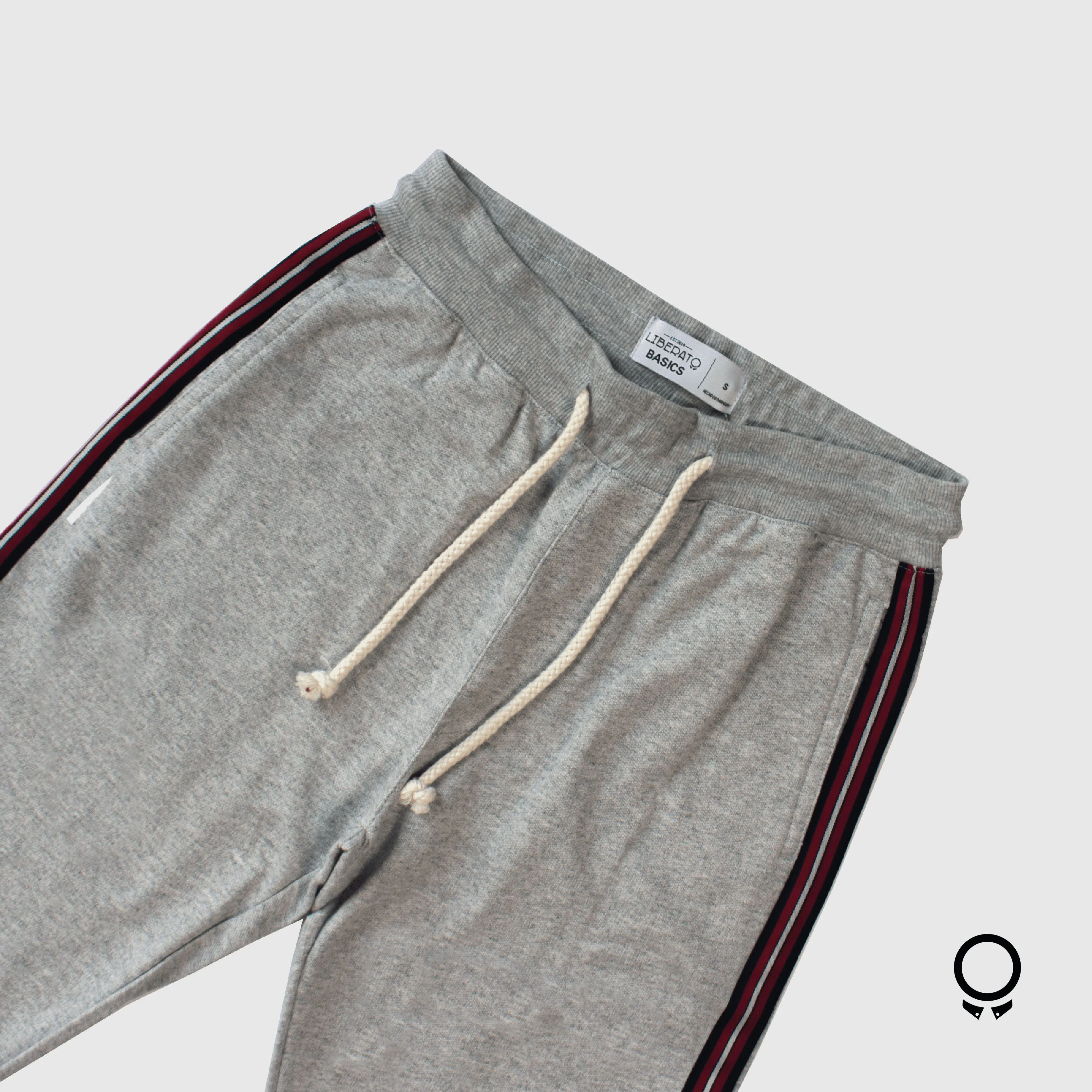 JOGGER LIBERATO BASICS GRIS MELANGE CON CINTA DE COLORES