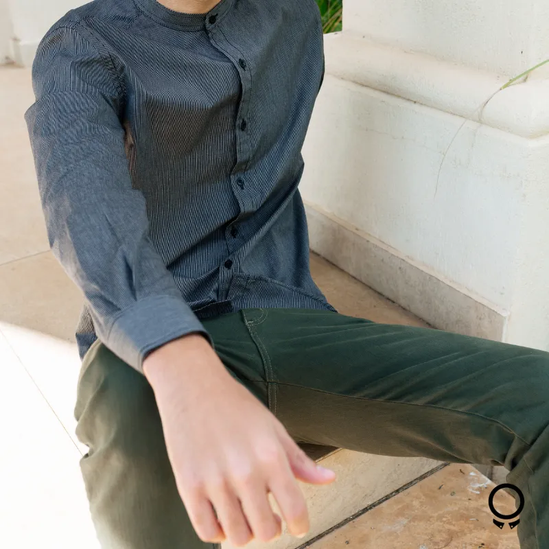 CAMISA LIBERATO BASICS CUELLO MAO MANGAS LARGAS RAYAS NEGRAS