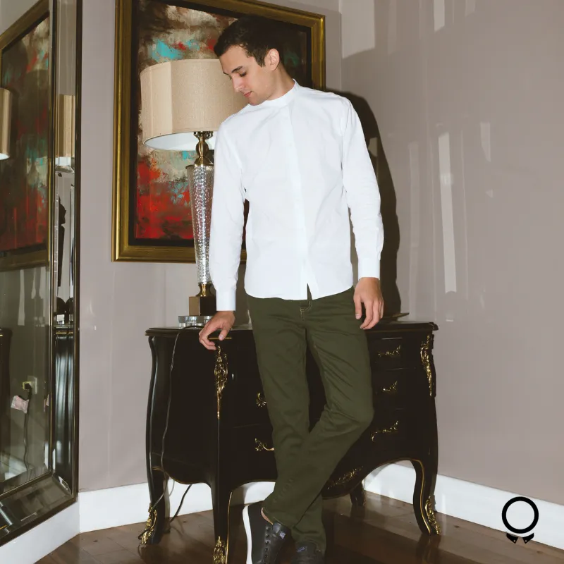 CAMISA LIBERATO BASICS CUELLO MAO MANGAS LARGAS BLANCO PATRON
