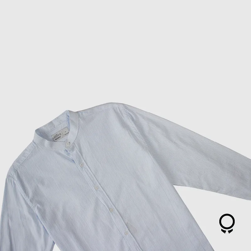 CAMISA LIBERATO BASICS CUELLO MAO CELESTE RAYADO