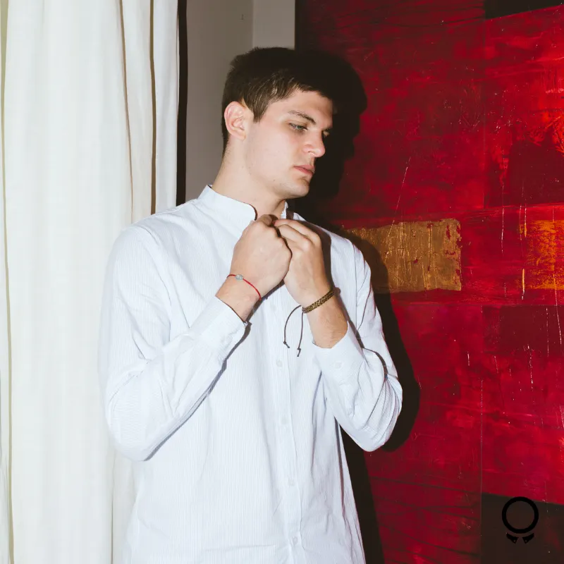 CAMISA LIBERATO BASICS CUELLO MAO CELESTE RAYADO