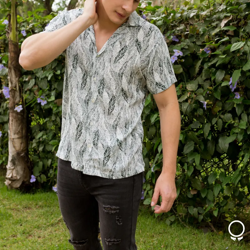 CAMISA LIBERATO BASICS PLAYERA HOJAS VERDE MUSGO