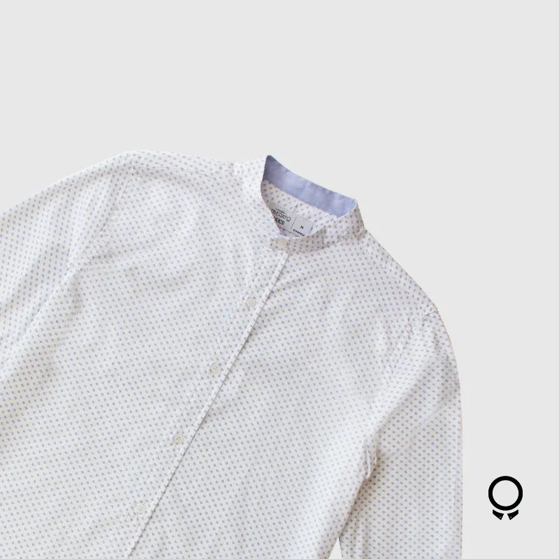 CAMISA LIBERATO BASICS MAO BLANCO DETALLE CELESTE