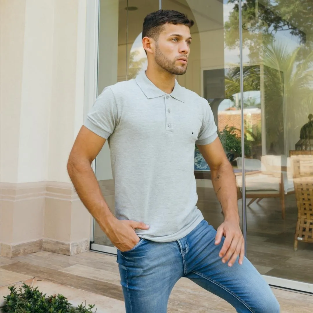 REMERA LIBERATO BASICS POLO RELIEVE GRIS AL TONO