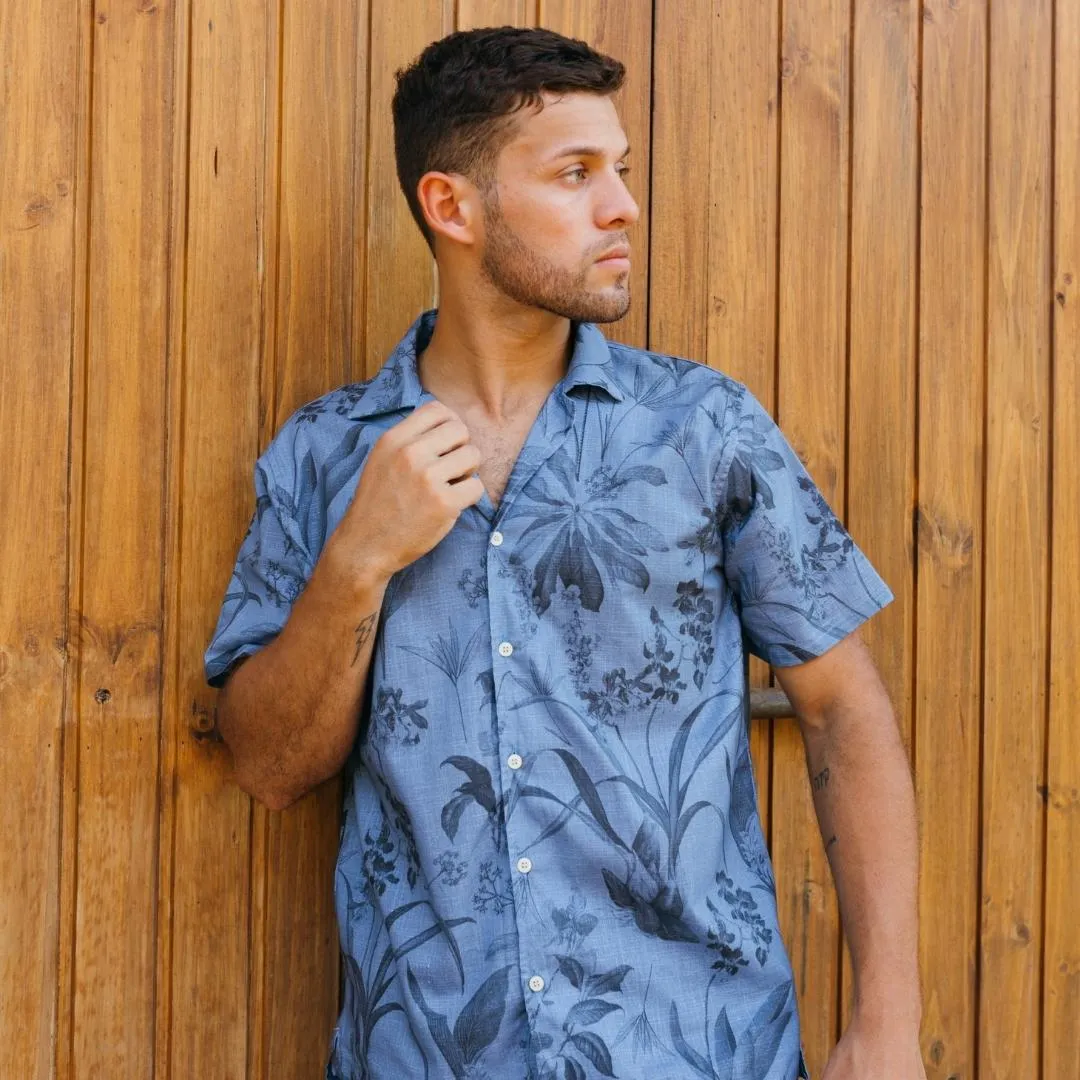 CAMISA LIBERATO BASICS PLAYERA AZUL HOJAS