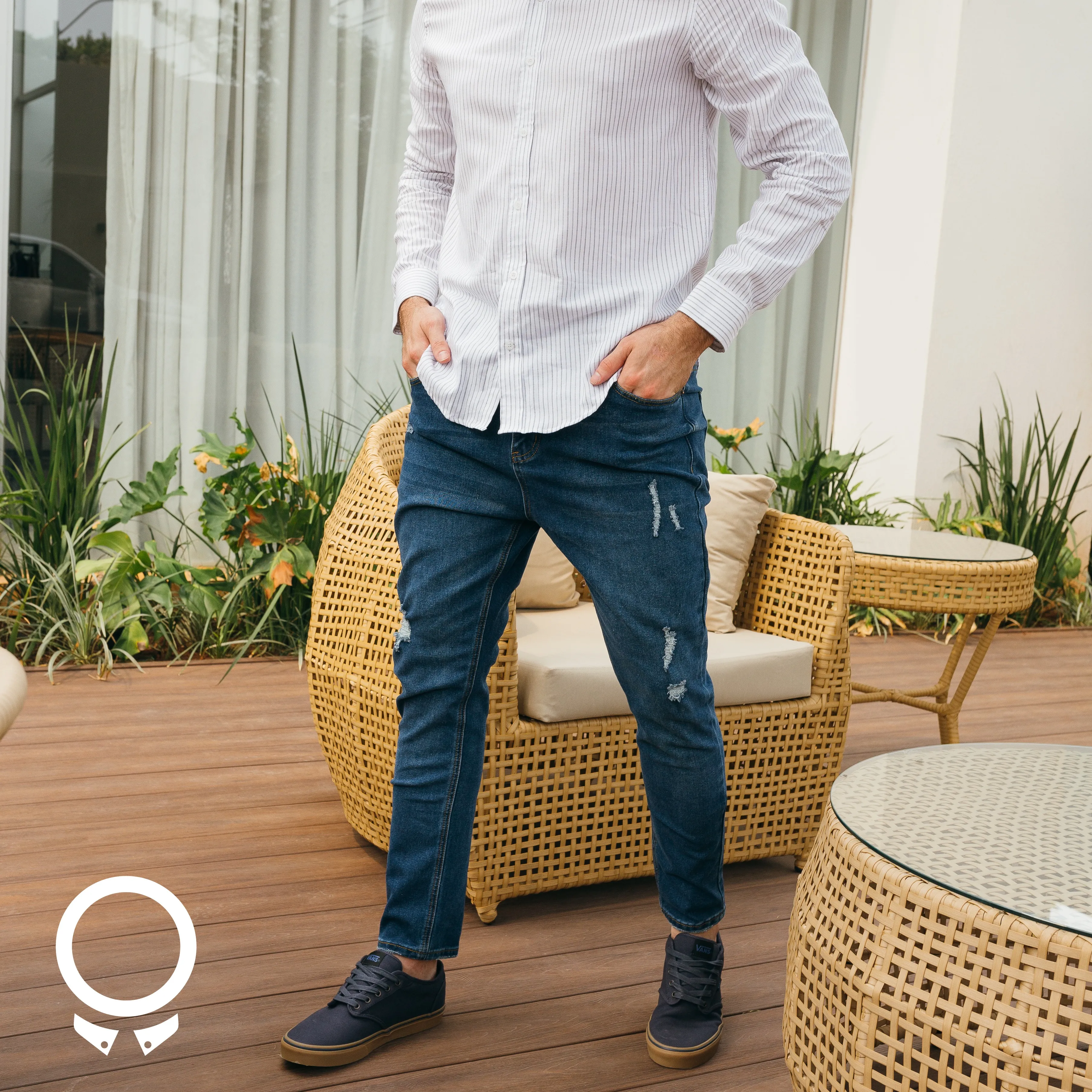 CAMISA LIBERATO BASICS MAO BLANCA RAYAS GRIS